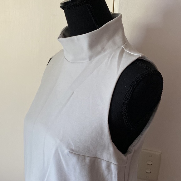 Kookai Dress High Neck Knee Length Size 38/ Small Off White/ Grey Viscose Blend - Picture 4 of 11